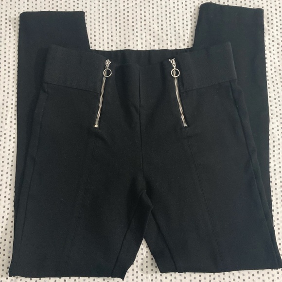 Zara Pants - Zara Black Thick Leggings with Front Zippers Trafaluc Collection Size:Large
